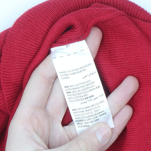 Chico's Women's Red Roll Neck Cotton Blend Long Sleeve Jumper L