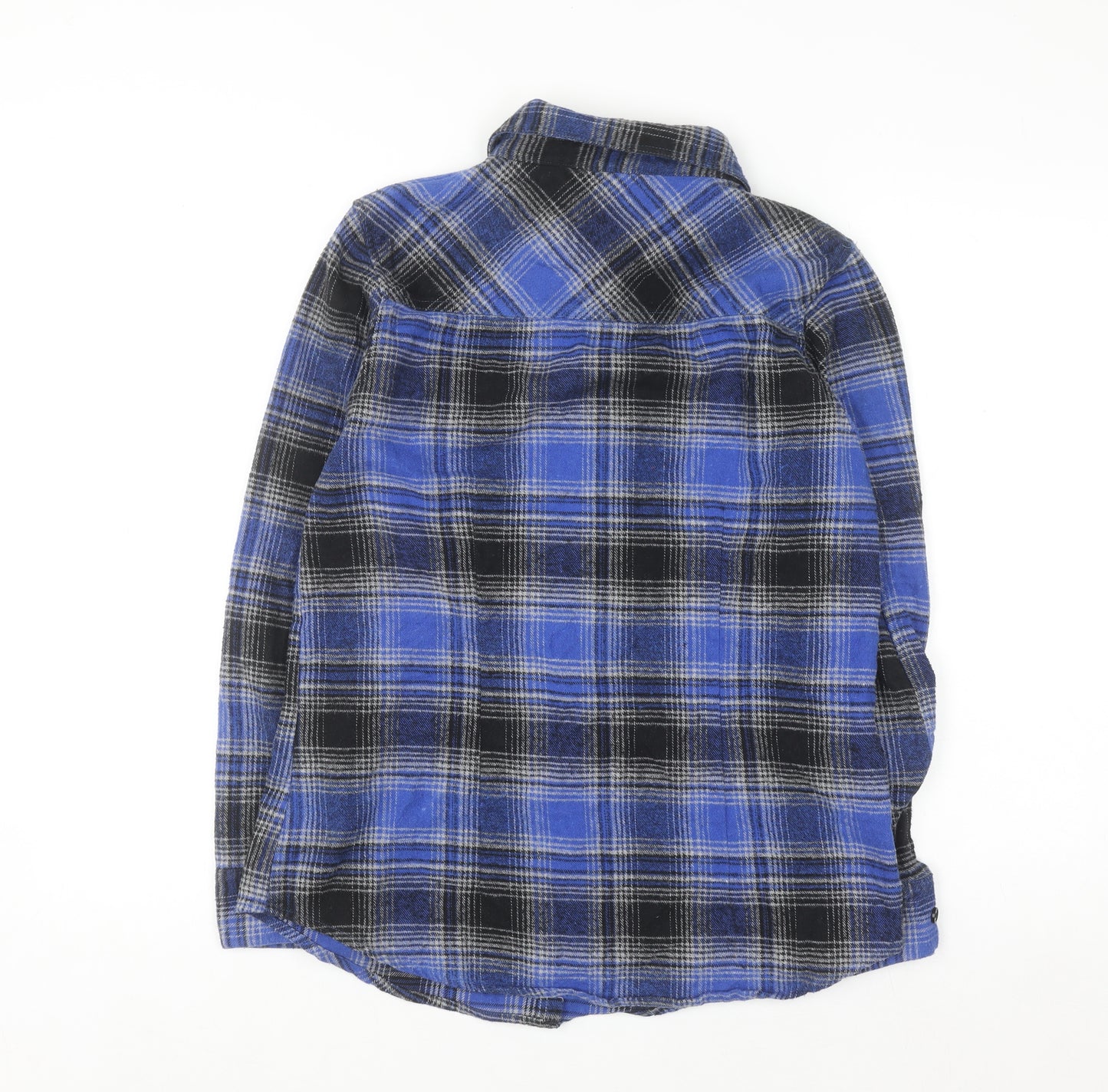 Nina Capri Women's Blue Checked Flannel Cotton Button-Up Shirt Size M