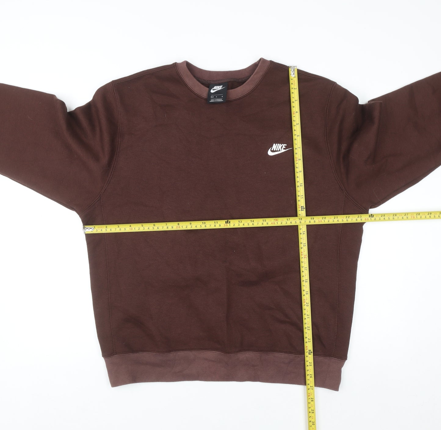 Nike Men Brown Logo Crew Neck Pullover Sweatshirt Size L