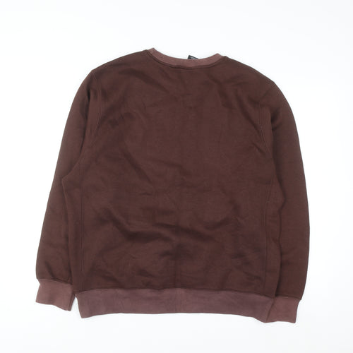 Nike Men Brown Logo Crew Neck Pullover Sweatshirt Size L