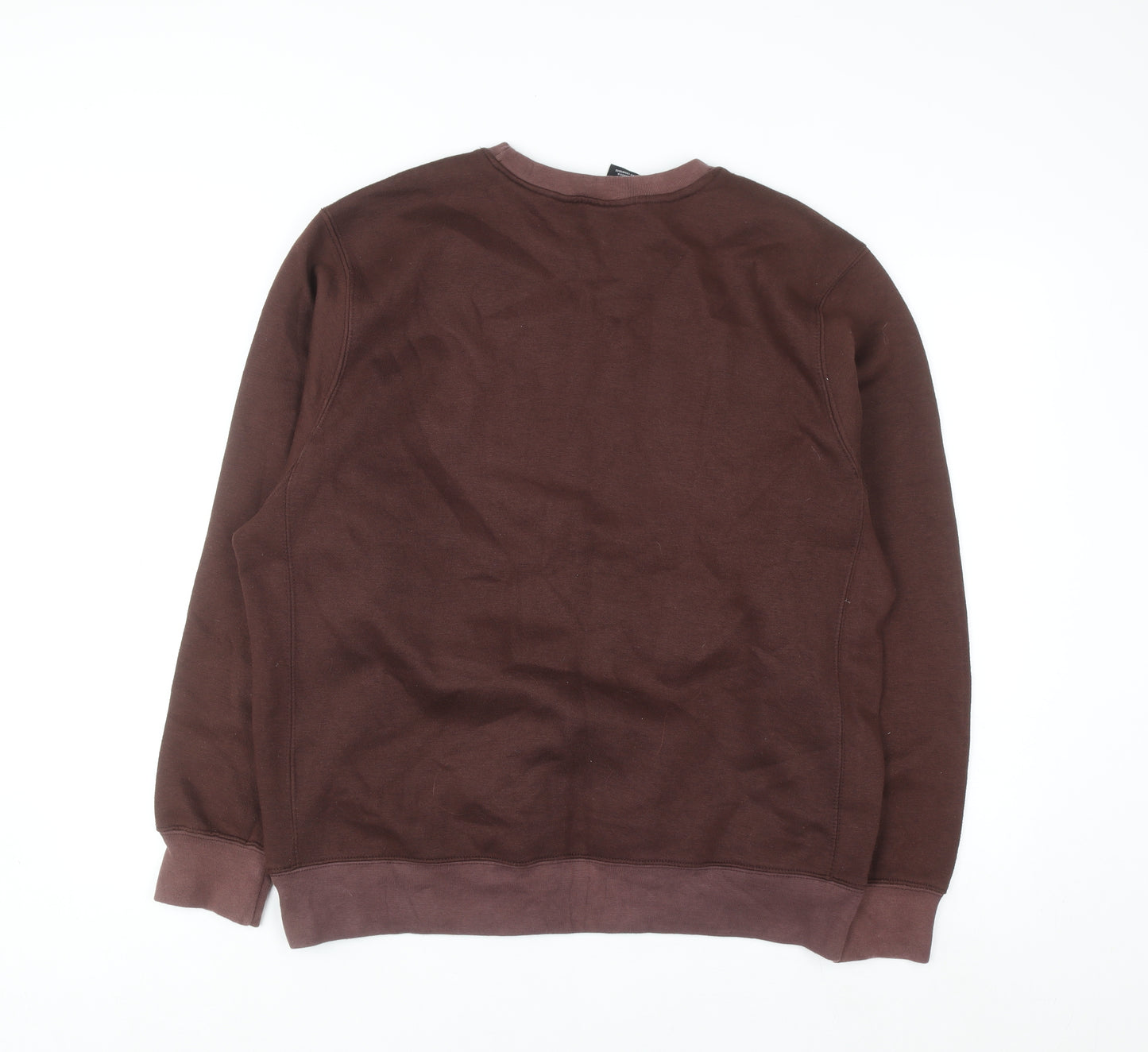 Nike Men Brown Logo Crew Neck Pullover Sweatshirt Size L