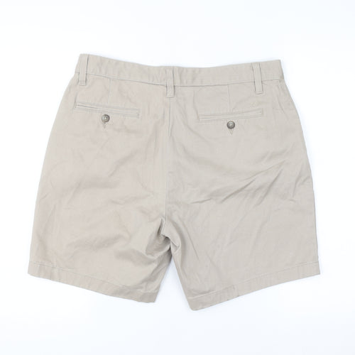Nautica Men Beige 32W Chino Shorts Cotton Stretch Casual