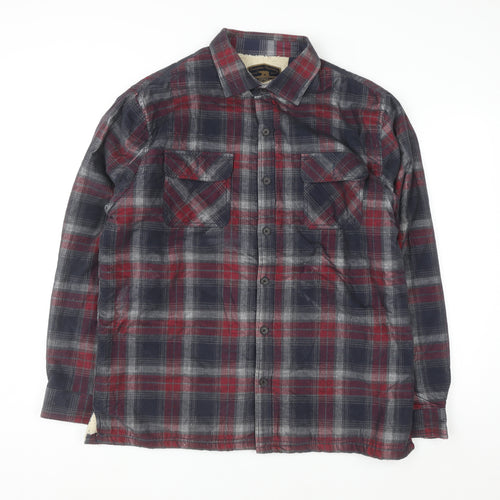Freedom Foundry Men's Red Plaid Flannel Sherpa Lined Button-Up Shirt L