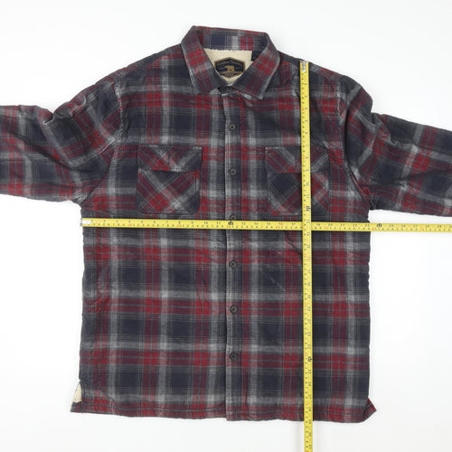 Freedom Foundry Men's Red Plaid Flannel Sherpa Lined Button-Up Shirt L