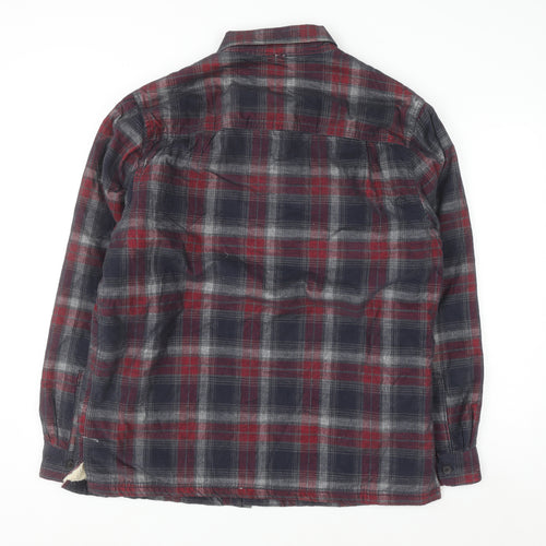 Freedom Foundry Men's Red Plaid Flannel Sherpa Lined Button-Up Shirt L