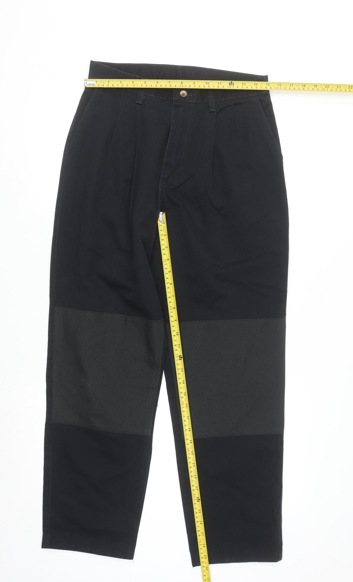 Timber Creek Men's Black Cotton Pleated Chino Trousers 31x32 Regular Fit