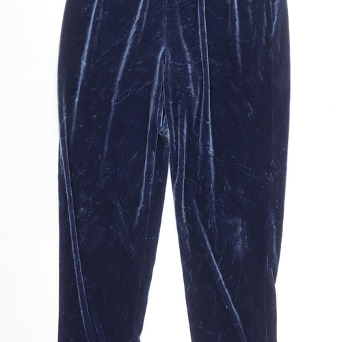 Jason Women Navy Blue Velvet Trousers Size M Elastic Waist