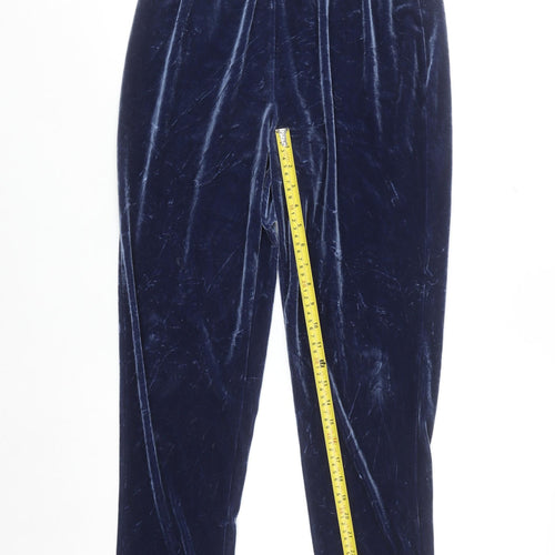 Jason Women Navy Blue Velvet Trousers Size M Elastic Waist