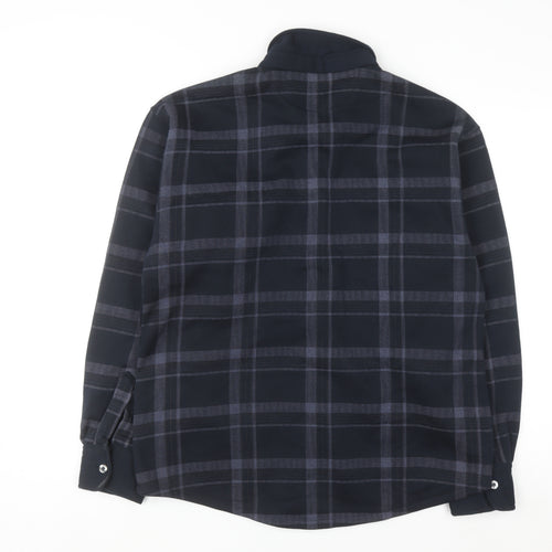 CHUN LAN Men's Blue Check Flannel Button-Up Shirt Size L