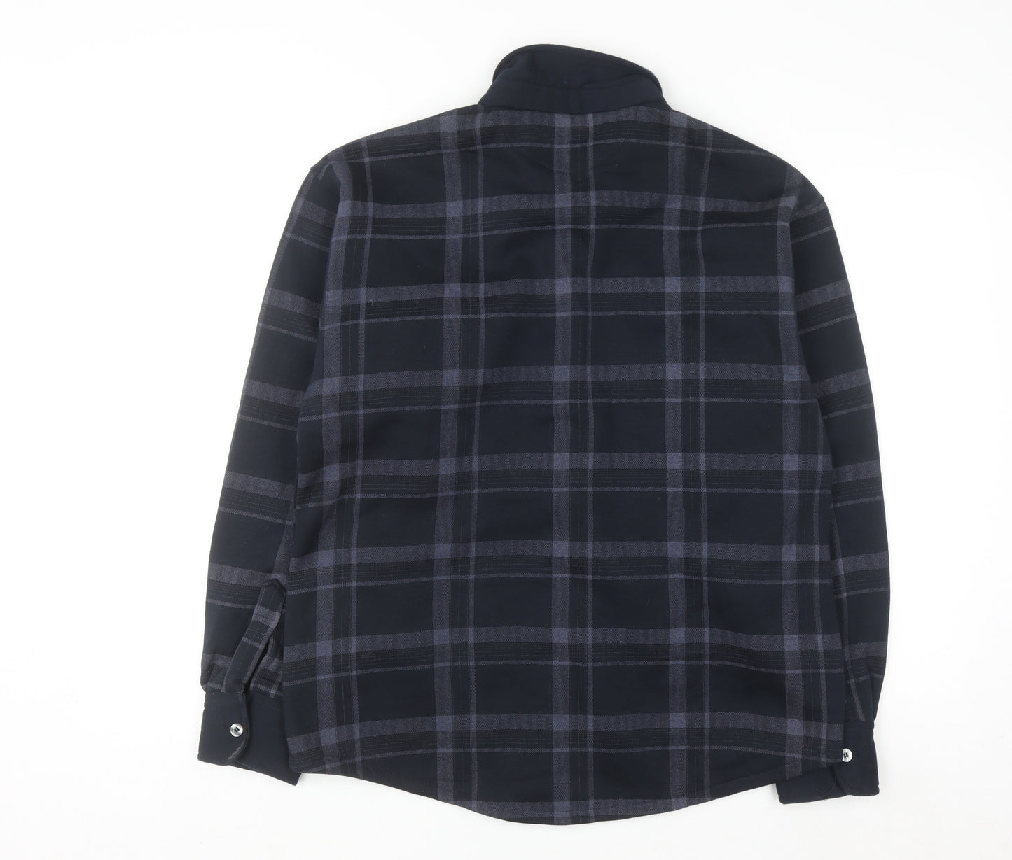 CHUN LAN Men's Blue Check Flannel Button-Up Shirt Size L
