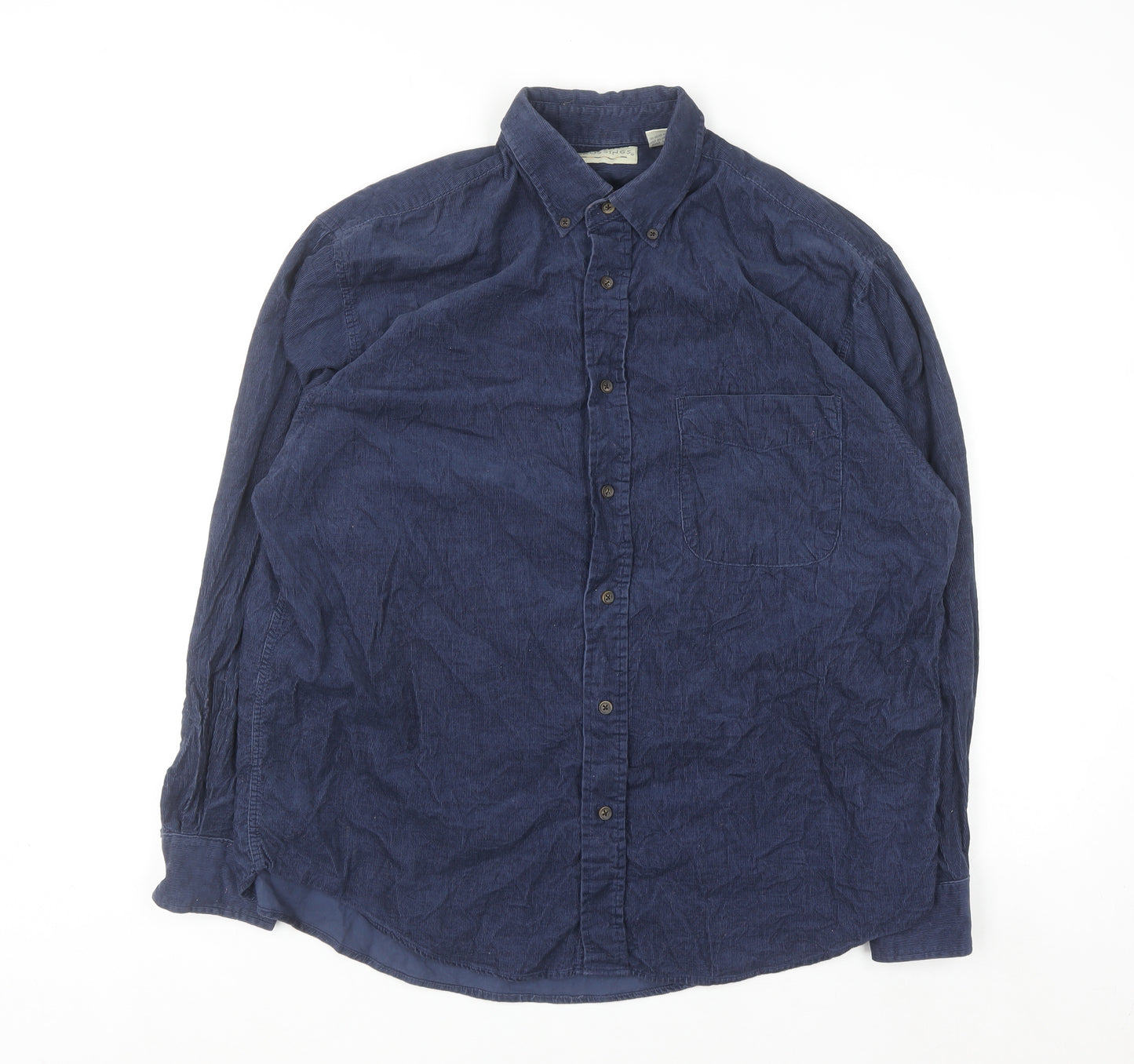 Crossings Men's Navy Corduroy Button-Up Shirt Large Classic Fit
