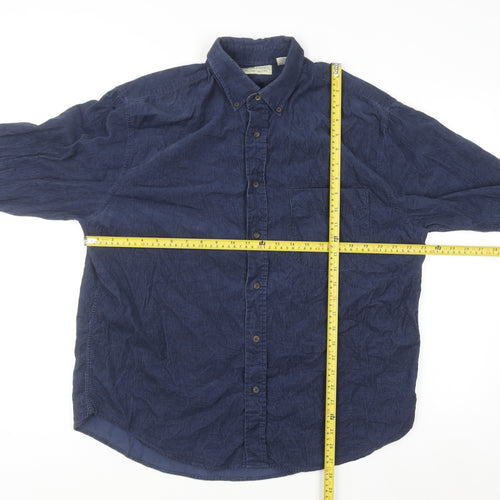 Crossings Men's Navy Corduroy Button-Up Shirt Large Classic Fit