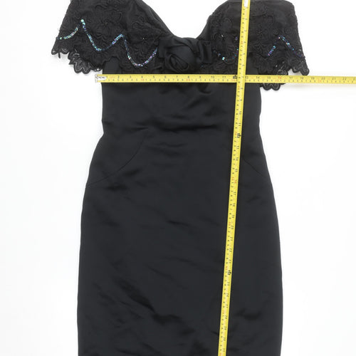 Algo-Ettes Women’s Black Off Shoulder Lace Sequin Bodycon Dress Size 10