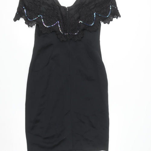 Algo-Ettes Women’s Black Off Shoulder Lace Sequin Bodycon Dress Size 10
