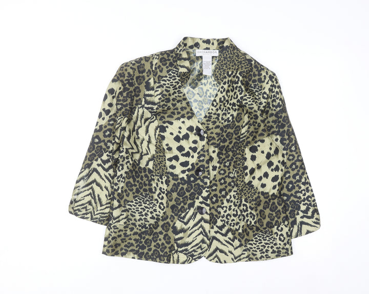 Sag Harbor Women's Petite Animal Print Satin Blouse Size 10