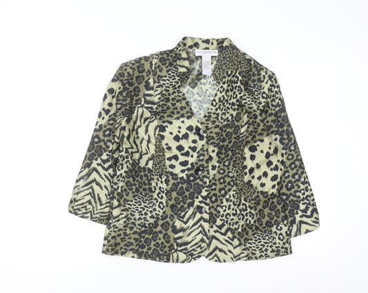 Sag Harbor Women's Petite Animal Print Satin Blouse Size 10