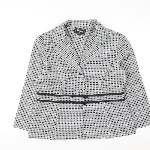 Sweet Women’s Grey Check Single-Breasted Suit Jacket Size 12