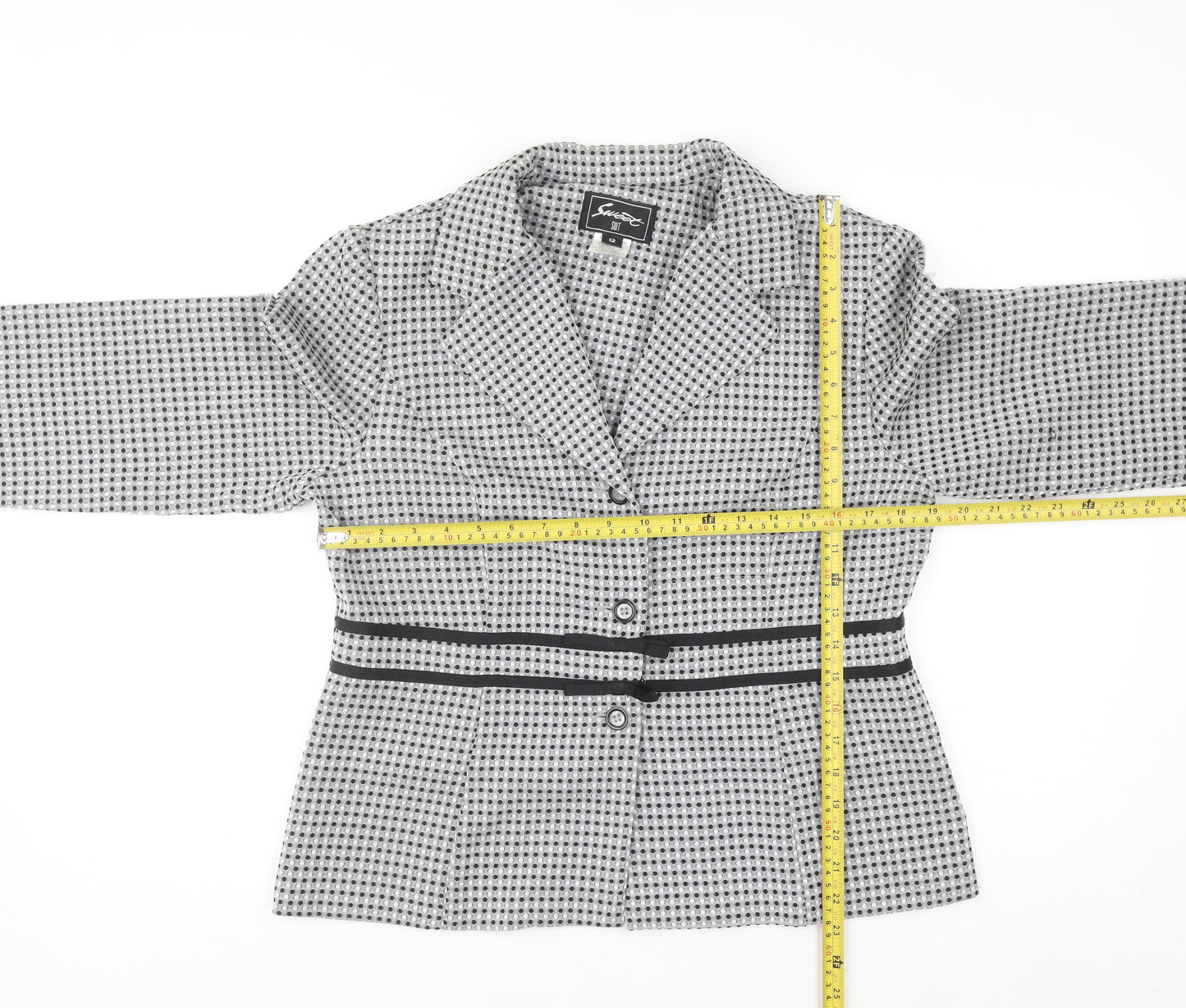 Sweet Women’s Grey Check Single-Breasted Suit Jacket Size 12