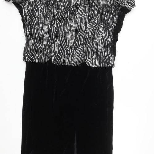 Joseph Ribkoff Women’s Black Velvet Sheath Dress Size 10 Short Sleeve Party Cocktail