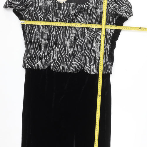 Joseph Ribkoff Women’s Black Velvet Sheath Dress Size 10 Short Sleeve Party Cocktail