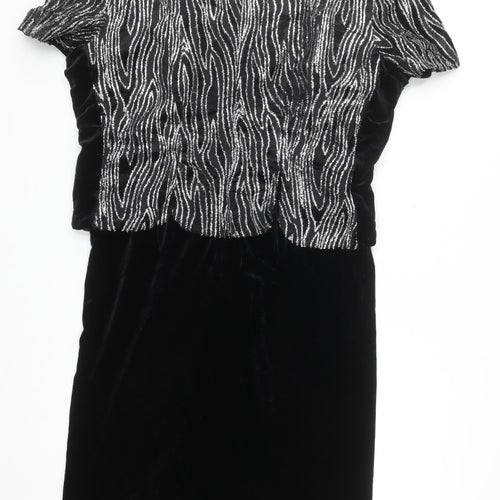 Joseph Ribkoff Women’s Black Velvet Sheath Dress Size 10 Short Sleeve Party Cocktail