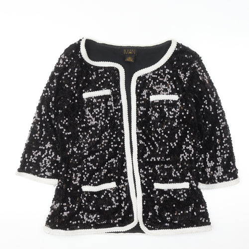 IMAN Women's Black Sequin Tuxedo Style Blazer Jacket Size M