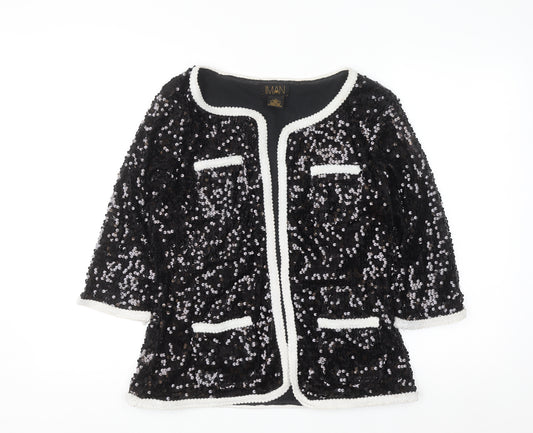 IMAN Women's Black Sequin Tuxedo Style Blazer Jacket Size M