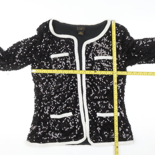 IMAN Women's Black Sequin Tuxedo Style Blazer Jacket Size M