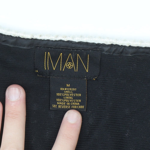 IMAN Women's Black Sequin Tuxedo Style Blazer Jacket Size M