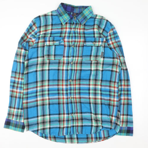 Burton Men's Blue Plaid Flannel Button-Up Shirt Size M