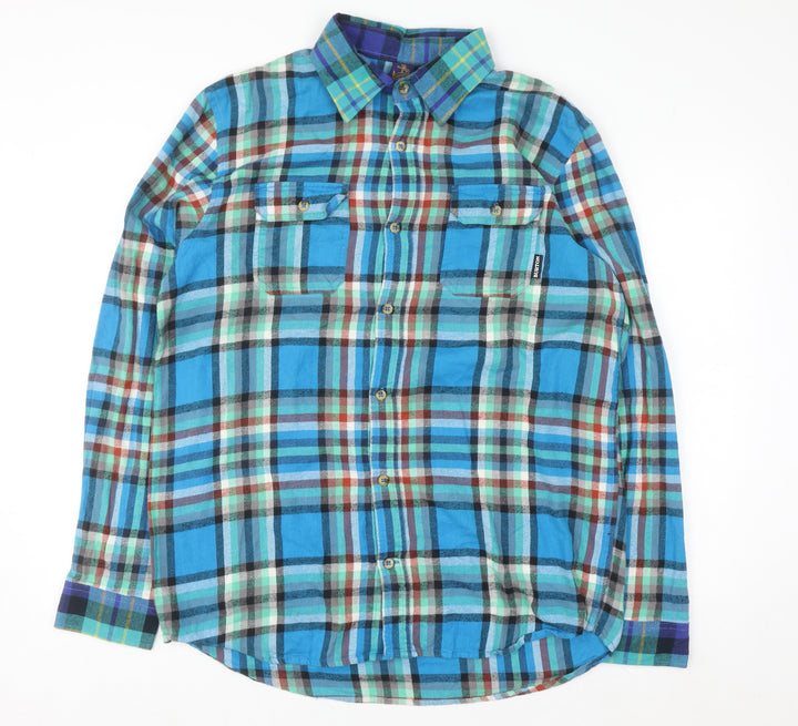 Burton Men's Blue Plaid Flannel Button-Up Shirt Size M
