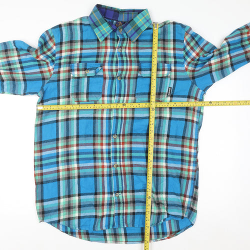 Burton Men's Blue Plaid Flannel Button-Up Shirt Size M