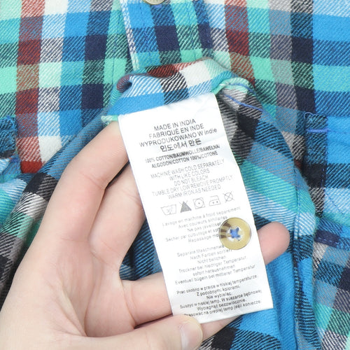 Burton Men's Blue Plaid Flannel Button-Up Shirt Size M