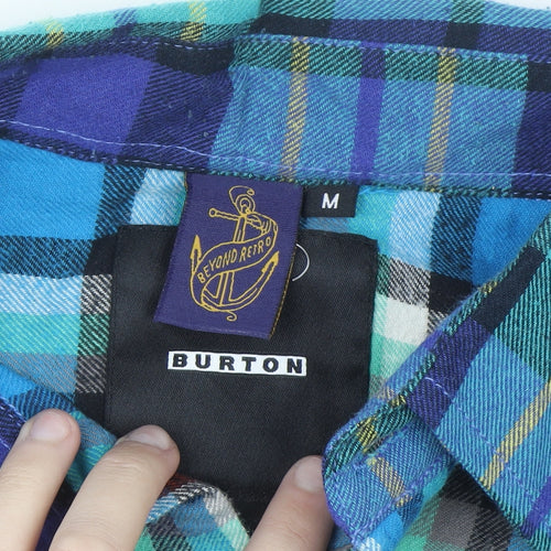 Burton Men's Blue Plaid Flannel Button-Up Shirt Size M