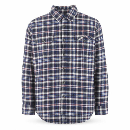 JACHS Men's Blue Plaid Flannel Button-Up Long Sleeve Shirt L