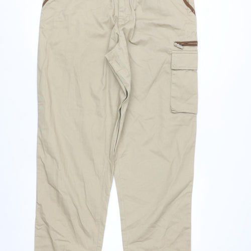 Scandia Woods Men's Beige Cargo Trousers Size 36L Cotton Workwear