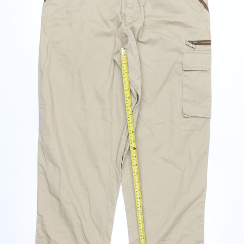 Scandia Woods Men's Beige Cargo Trousers Size 36L Cotton Workwear