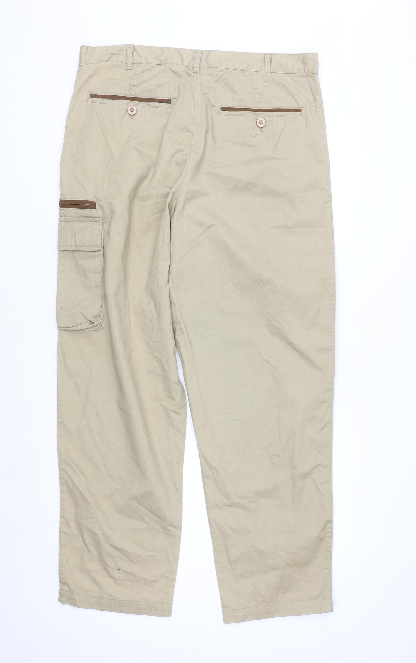 Scandia Woods Men's Beige Cargo Trousers Size 36L Cotton Workwear