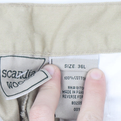 Scandia Woods Men's Beige Cargo Trousers Size 36L Cotton Workwear