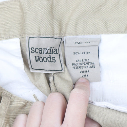 Scandia Woods Men's Beige Cargo Trousers Size 36L Cotton Workwear