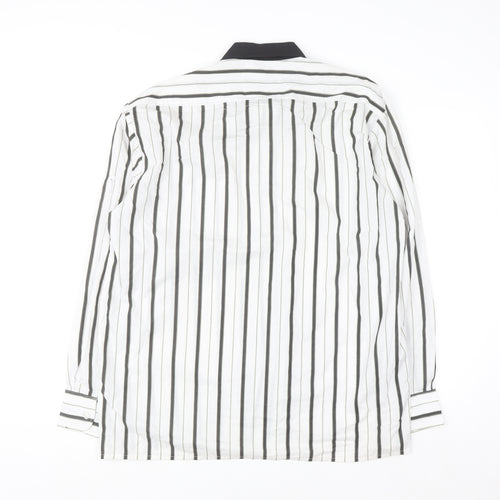 Giorgio Fellini Men's White Striped Long Sleeve Button-Up Shirt 16.5 42in