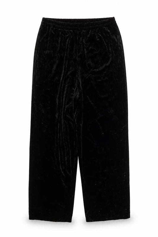 Front view of R&M Richards Women’s Black Velvet Elastic Waist Trousers, size UK 12