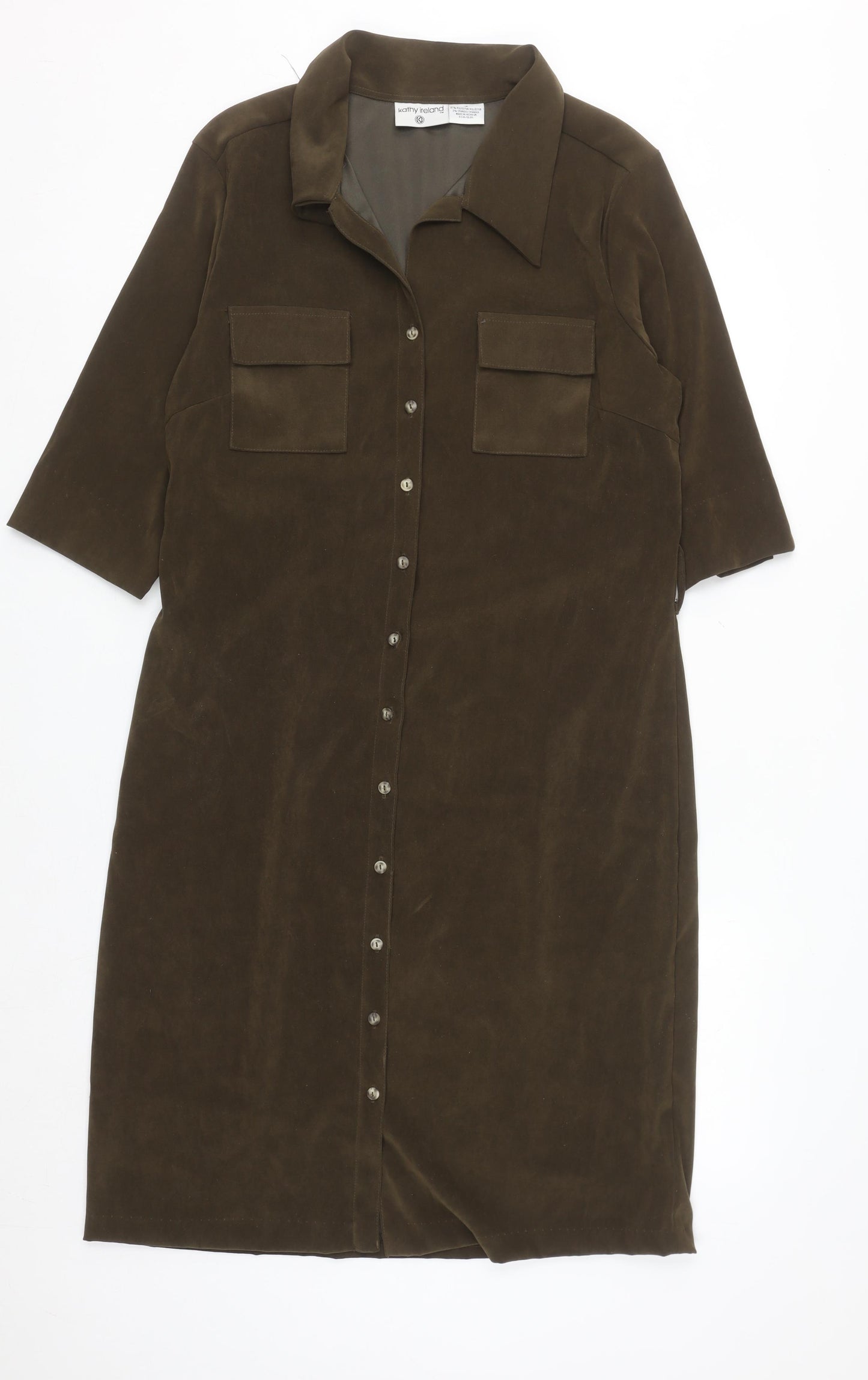 Kathy Ireland Women’s Brown Size 16 Button Shirt Dress