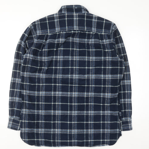 L.L.Bean Men's Blue Check Flannel Button-Up Shirt Size L Tall