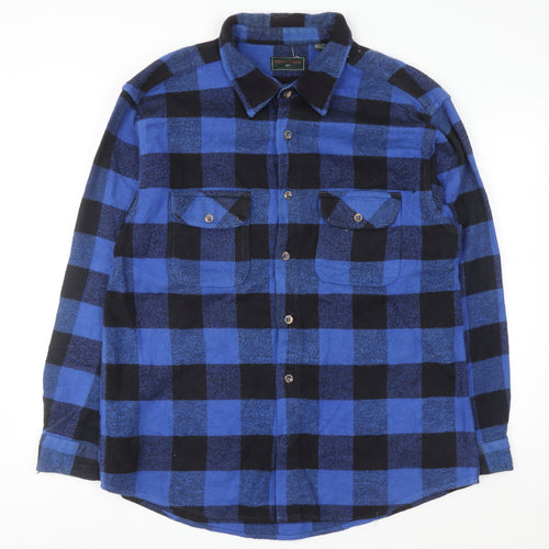 Field & Stream Men’s Blue Black Check Flannel Shirt XL Long Sleeve Cotton