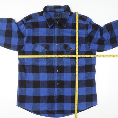 Field & Stream Men’s Blue Black Check Flannel Shirt XL Long Sleeve Cotton