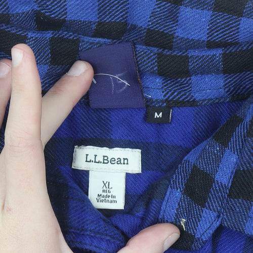 L.L.Bean Men's Blue Check Flannel Button-Up Shirt XL Regular