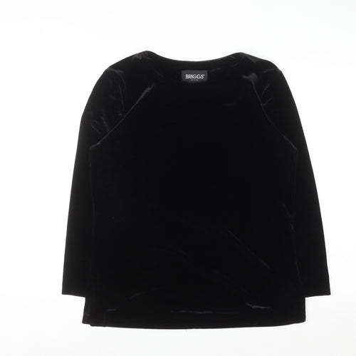 Briggs Women’s Black Petite Velvet Long Sleeve Blouse Size S