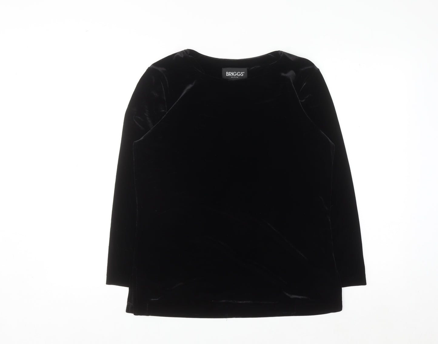 Briggs Women’s Black Petite Velvet Long Sleeve Blouse Size S