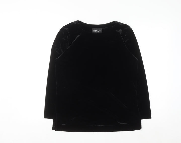 Briggs Women’s Black Petite Velvet Long Sleeve Blouse Size S
